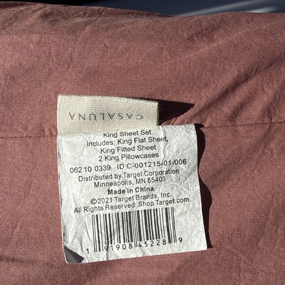 New Casaluna Supima Percale Sheet Set King Size 4 Piece Set Rose - Picture 4 of 4